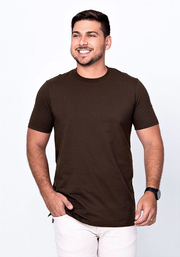T-SHIRT MASCULINA - BÁSICA - COR MARROM