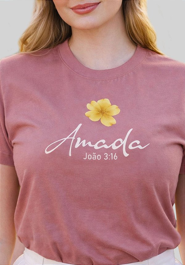 T-SHIRT FEMININA - AMADA JOÃO 3:16 - COR ROSA CLARO
