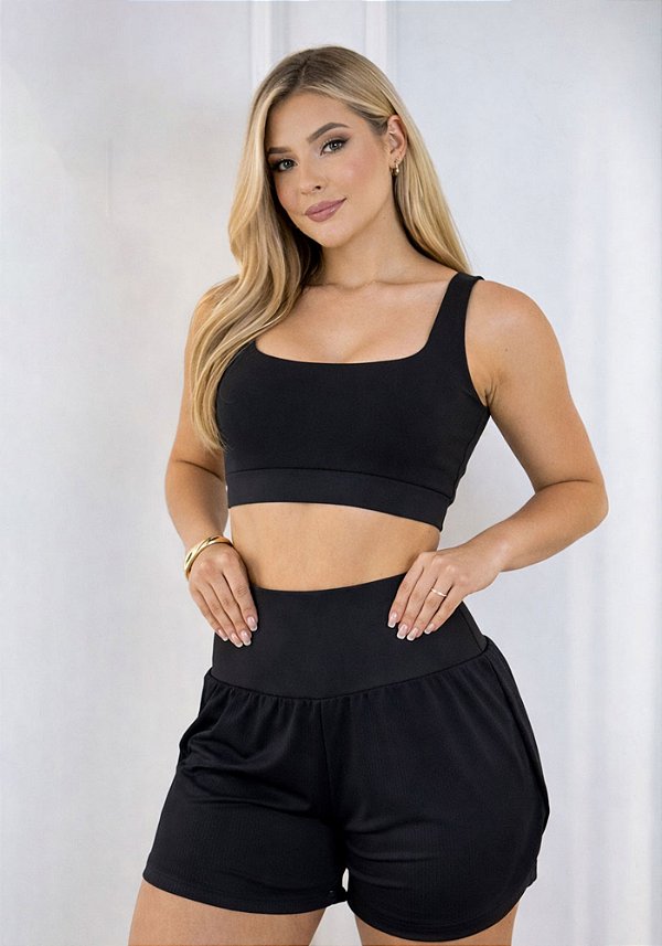 CONJ. SHORT DUPLO CORRIDA - PRETO