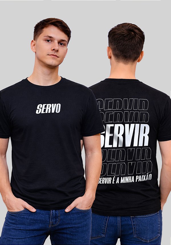 T-SHIRT MASCULINA - SERVIR É MINHA PAIXÃO - COR PRETO