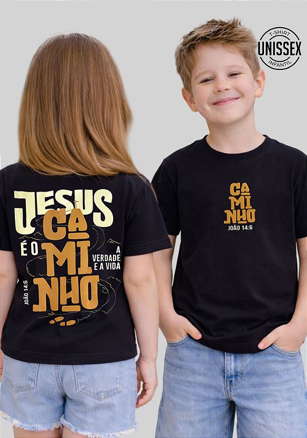 INFANTIL UNISSEX -JESUS É O CAMINHO - COR PRETO