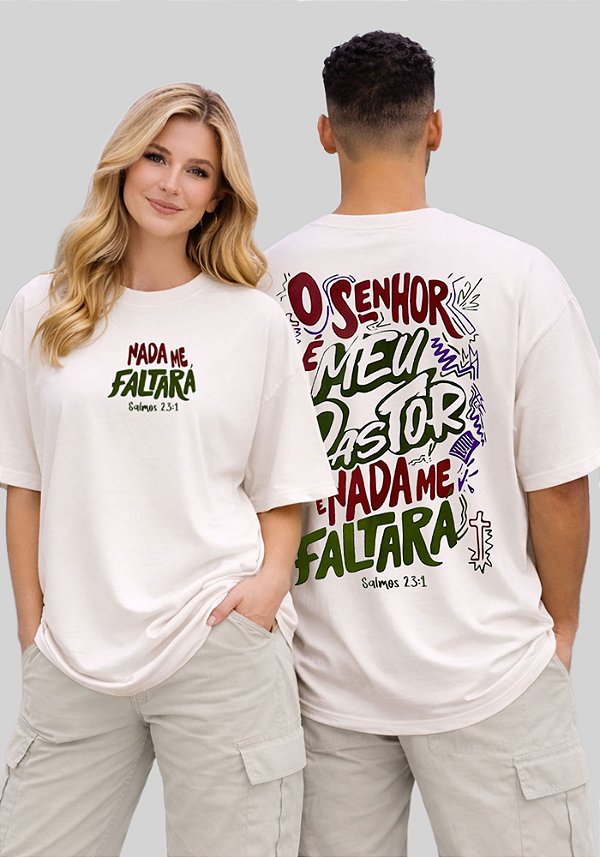 OVERSIZED -O SENHOR É MEU PASTOR - COR MARFIM