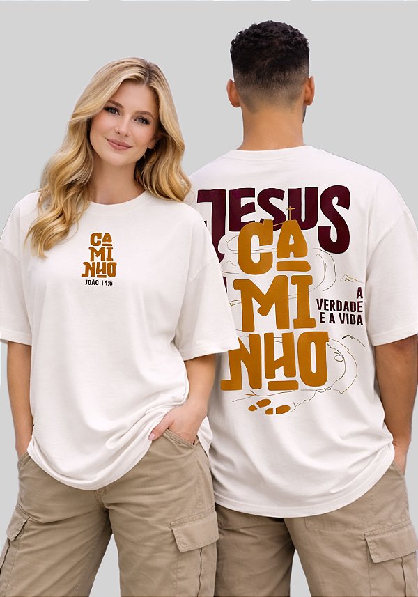 OVERSIZED - JESUS É O CAMINHO - COR MARFIM