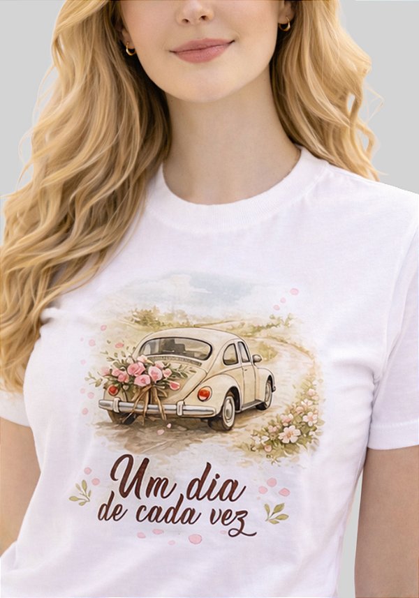 T-SHIRT FEMININA - UM DIA DE CADA VEZ- COR MARFIM