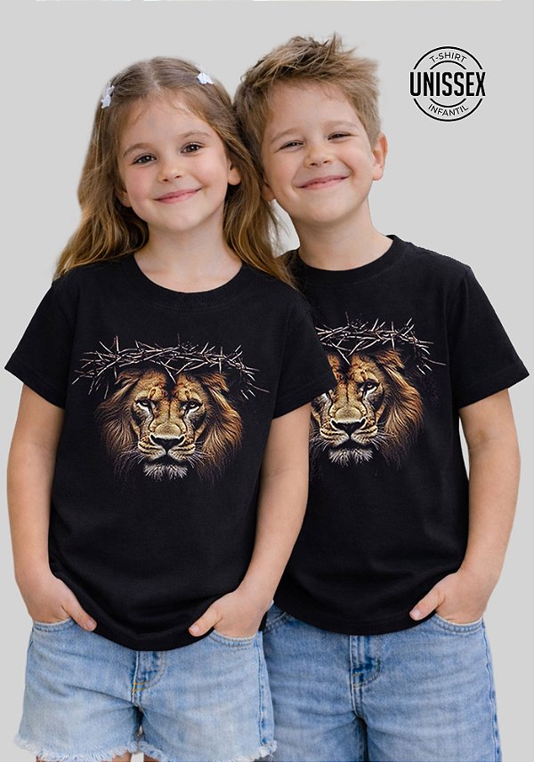 INFANTIL UNISSEX -LEÃO ELE VIVE COROA - COR PRETO