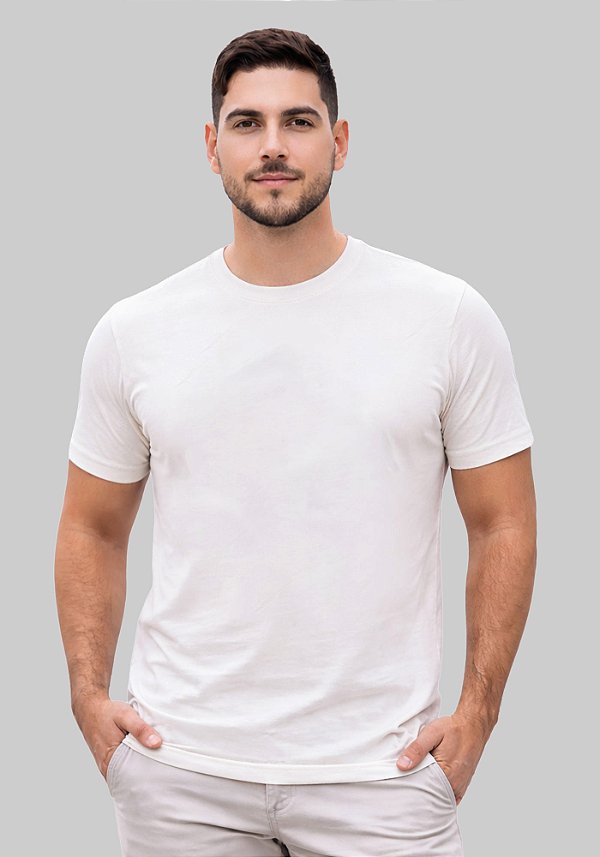 T-SHIRT MASCULINA - BASICA - COR MARFIM