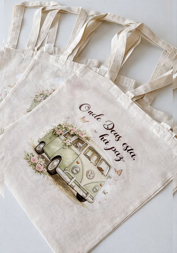 ECOBAG BOLSA DE ALGODÃO CRU - ONDE DEUS ESTÁ HÁ PAZ