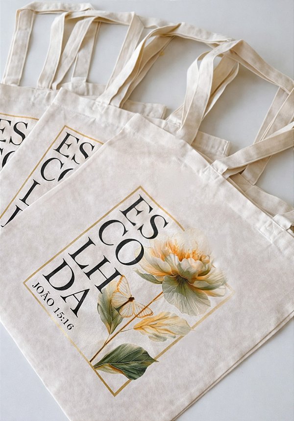 ECOBAG BOLSA DE ALGODÃO CRU - ESCOLHIDA FLORES