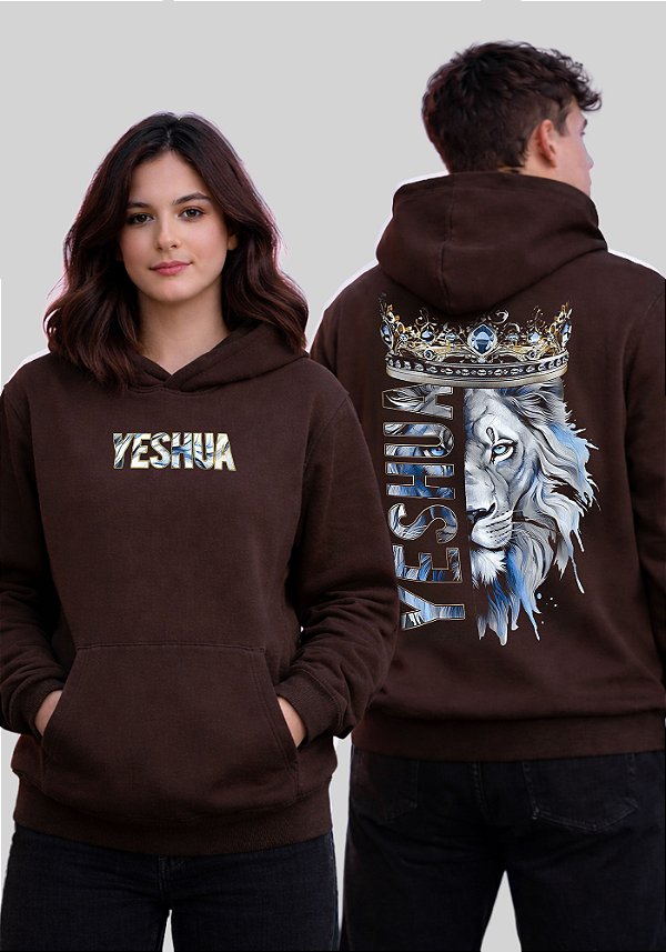 MOLETOM CAPUZ - LEÃO YESHUA COROA - COR MARROM