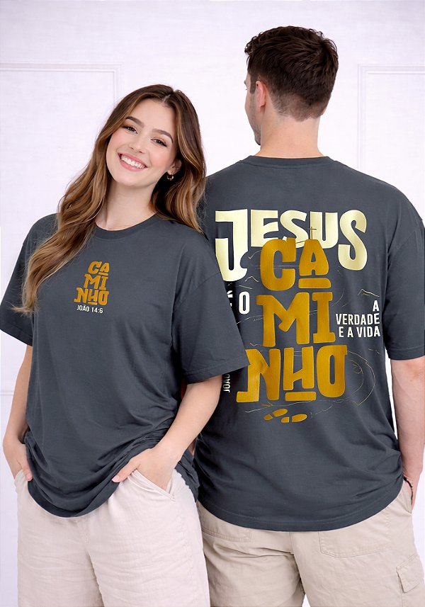 OVERSIZED - JESUS É O CAMINHO - COR CINZA