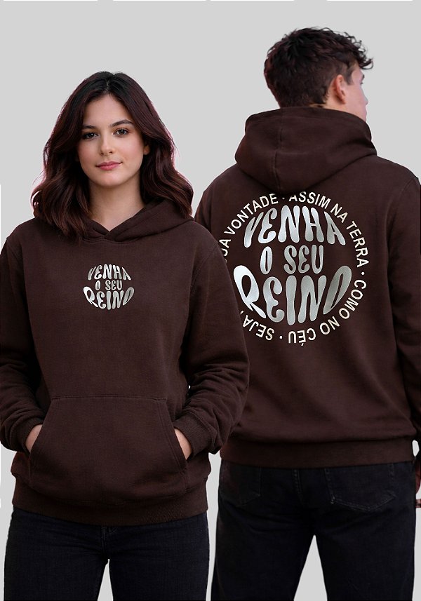 MOLETOM CAPUZ - VENHA O SEU REINO - COR MARROM