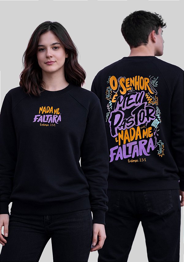 MOLETOM RAGLAN - O SENHOR É MEU PASTOR - COR PRETO