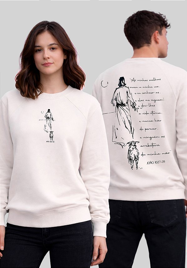 MOLETOM RAGLAN - AS MINHAS OVELHAS OUVEM - COR MARFIM