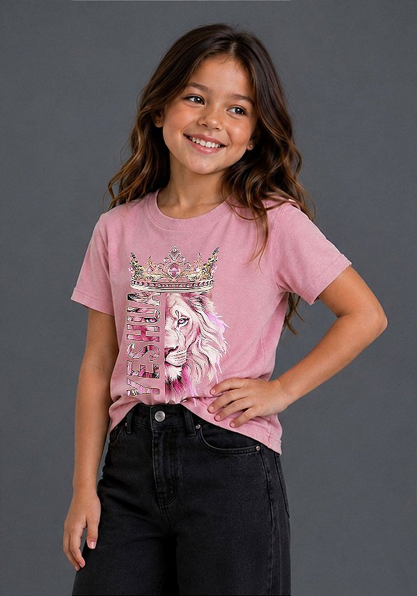 INFANTIL FEMININA - LEÃO YESHUA COROA - COR ROSA