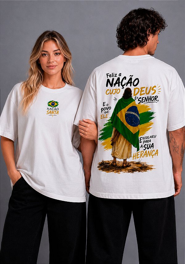 OVERSIZED - FELIZ A NAÇÃO - COR MARFIM