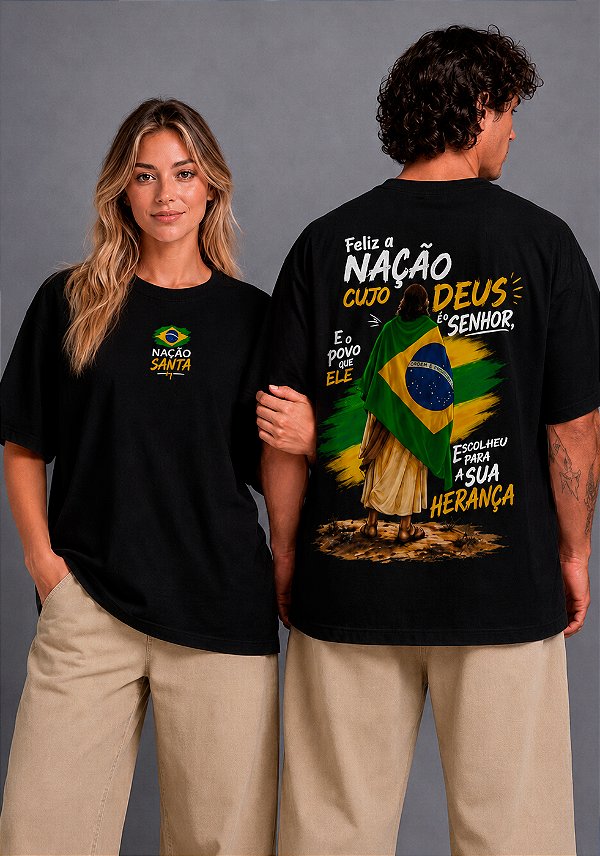 OVERSIZED - FELIZ A NAÇÃO - COR PRETO