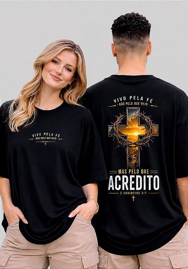 OVERSIZED - VIVO PELA FÉ - COR PRETO