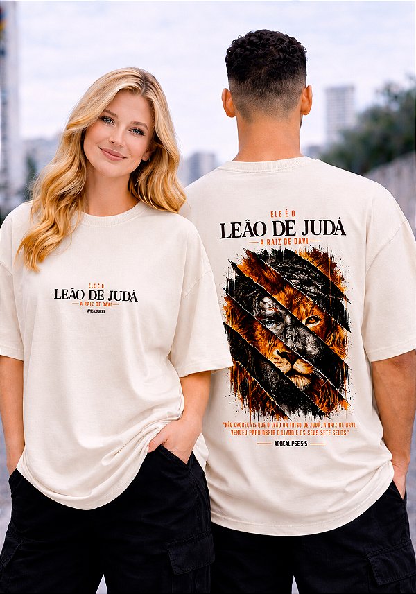 OVERSIZED - A RAIZ DE DAVI LEÃO DE JUDÁ - COR MARFIM