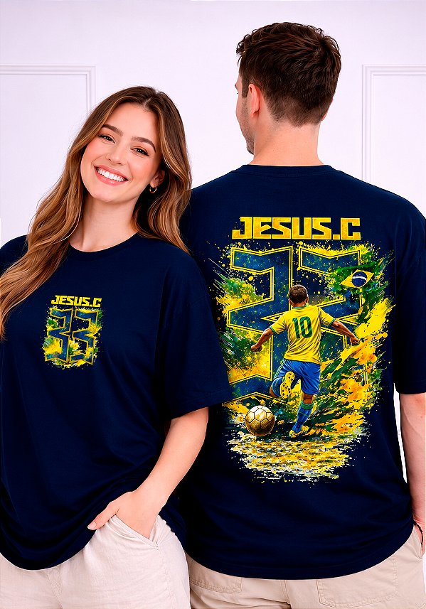 OVERSIZED - BRASIL JESUS CRISTO - COR AZUL