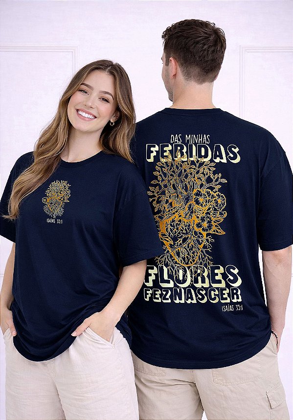 OVERSIZED - FLORES FEZ NASCER - COR AZUL