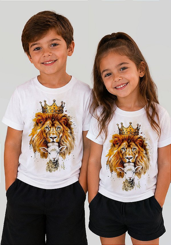INFANTIL UNISSEX -COROA LEÃO CORDEIRO COLORIDO - COR MARFIM
