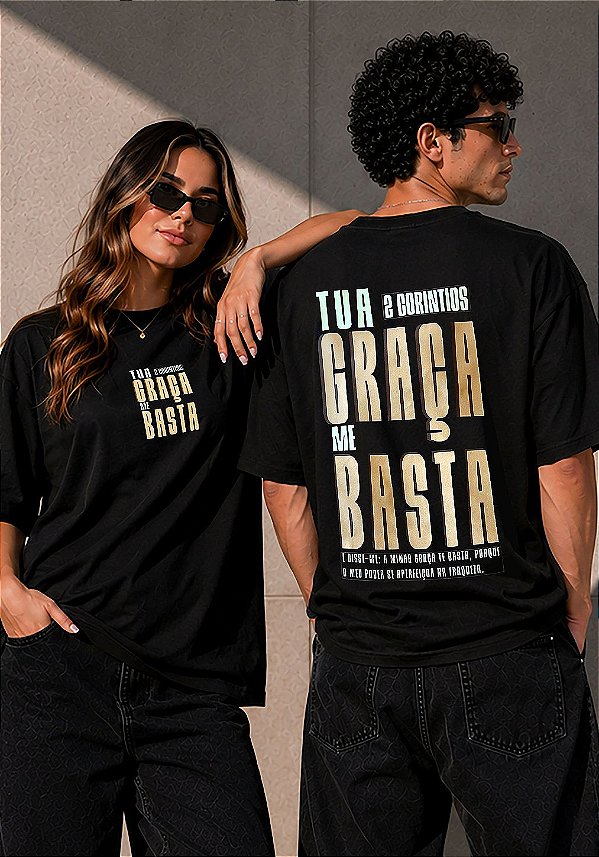 OVERSIZED - SEGUNDO CORINTIOS TUA GRAÇA - COR PRETO