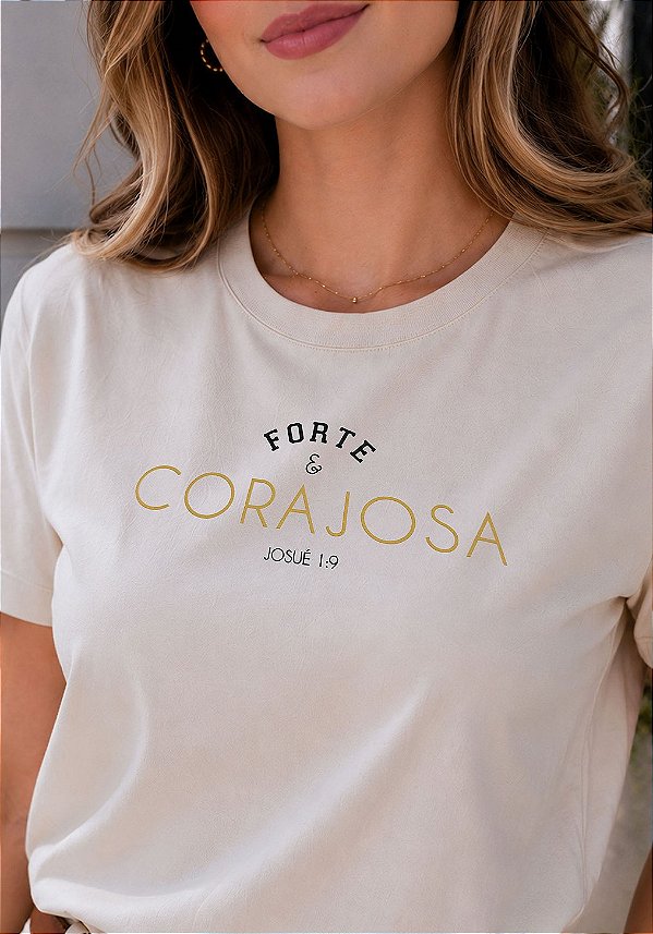 T-SHIRT FEMININA - CORAJOSA JOSUÉ 1:9 COR MARFIM