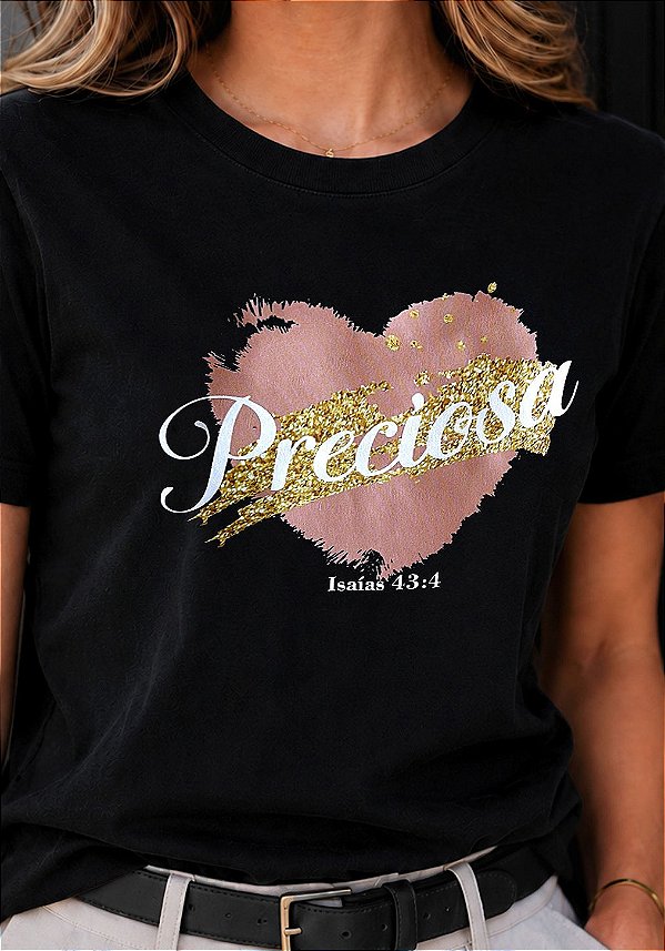 T-SHIRT FEMININA - PRECIOSA - COR PRETO