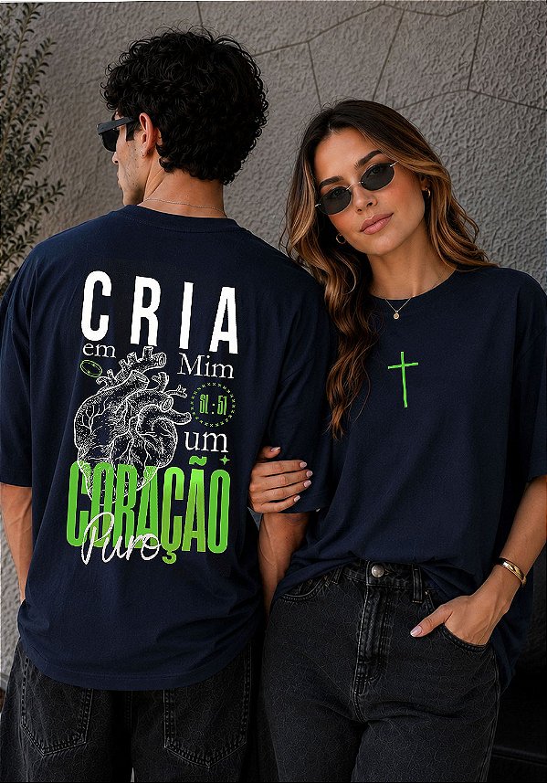 OVERSIZED - CRIA EM MIM UM CORAÇÃO PURO - COR AZUL