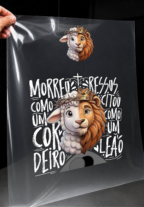 IMPRESSÃO DE DTF-MORREU E RESSUSCITOU COMO UM LEÃO INFANTIL - 24X24 CM
