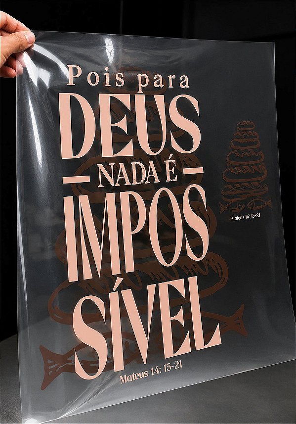 IMPRESSÃO DE DTF - CINCO PÃES E DOIS PEIXES MATEUS 14:15-21 - 36X41 CM