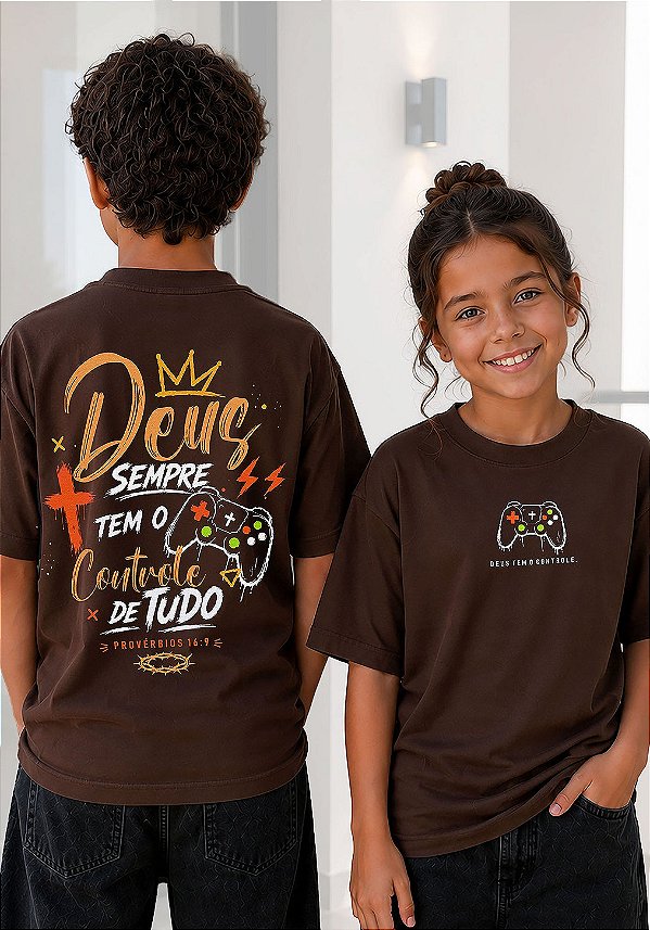 INFANTIL UNISSEX - DEUS SEMPRE TEM O CONTROLE DE TUDO - COR MARROM