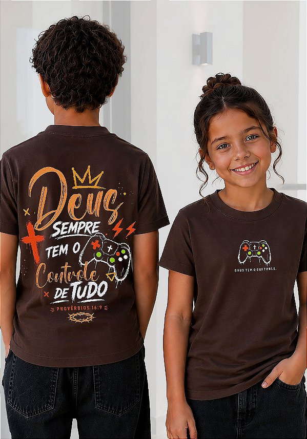 INFANTIL UNISSEX - DEUS SEMPRE TEM O CONTROLE DE TUDO - COR MARROM