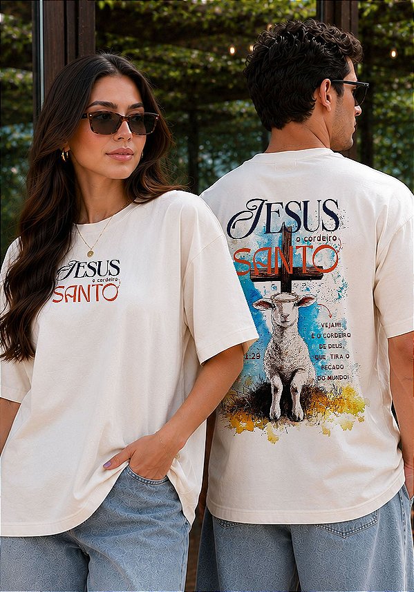OVERSIZED - JESUS O CORDEIRO SANTO - COR MARFIM
