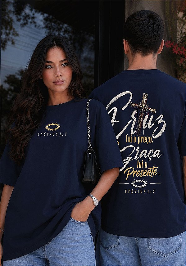 OVERSIZED - A GRAÇA FOI O PRESENTE - COR AZUL
