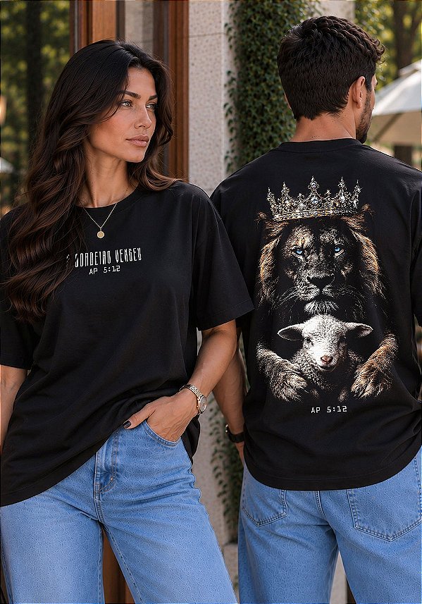 OVERSIZED - CORDEIRO E O LEÃO - COR PRETO