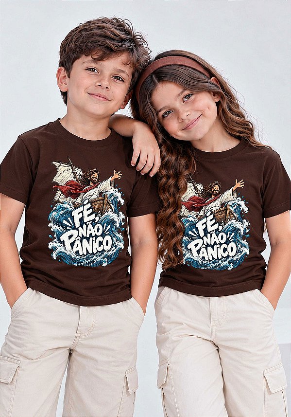 INFANTIL UNISSEX -FÉ, NÃO PÂNICO - COR MARROM