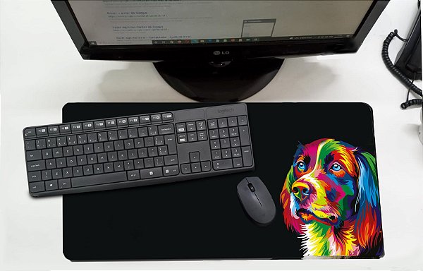 Mouse Pad / Desk Pad Grande 30x70 Linha Pets - cachorro colorido