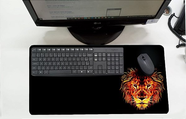 Mouse Pad / Desk Pad Grande 30x70 Linha Pets - Leão Laranja