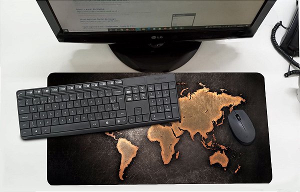Mouse Pad / Desk Pad Grande 30x70 Linha Office - Mapa Mundi  Marrom