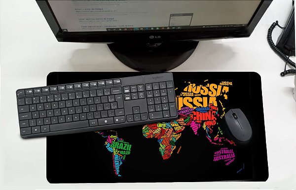 Mouse Pad / Desk Pad Grande 30x70 Linha Office - Mapa Mundi  Colorido