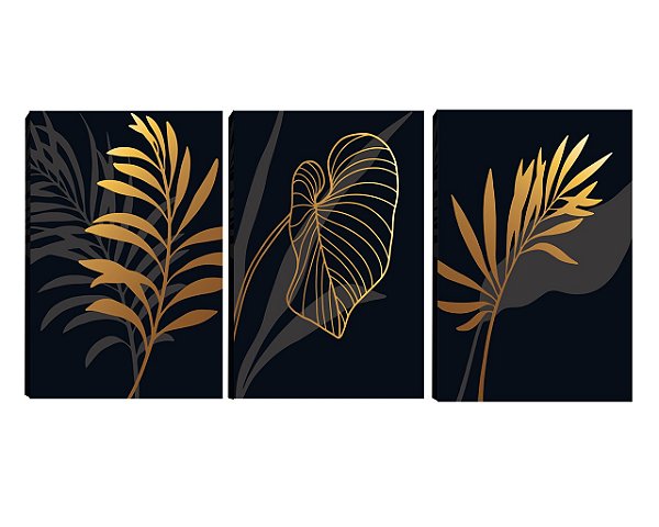 Quadro Folhas Douradas II - diversos tamanhos