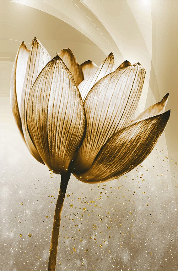 Quadro Decorativo Tulipa Dourada