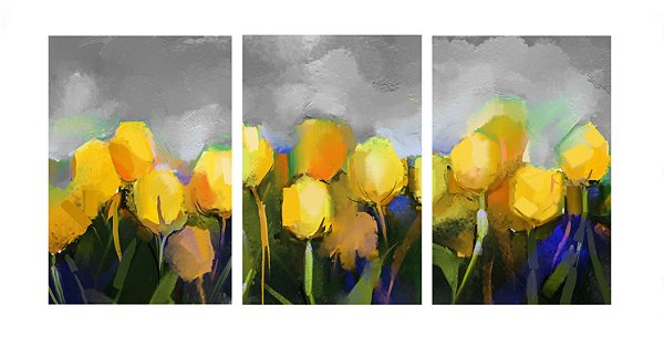 Quadro TRIO 60x120 - FLORES AM AQUARELA 2009-A