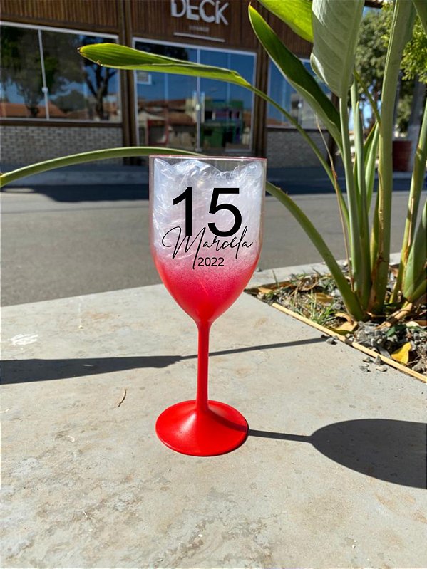 kit 30 taças de vinho degradê acrílico 340ml personalizadas