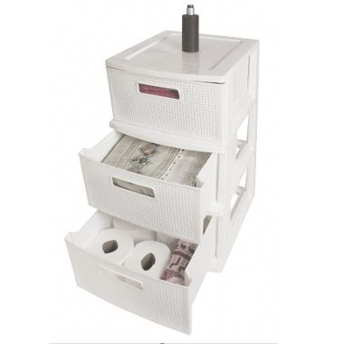 Gaveteiro Ratan Branco GV-65 3 Gavetas