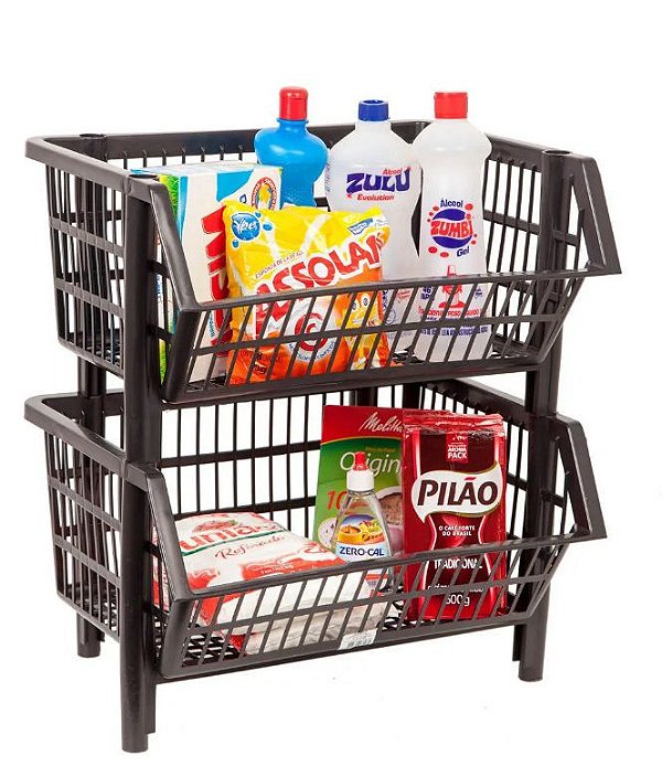 Cesto Plástico Empilhável Médio - CESTO EXPOSITOR