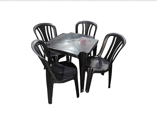 JOGO DE MESA C/ 4 CADEIRAS BISTRÔ ARCOS PRETA