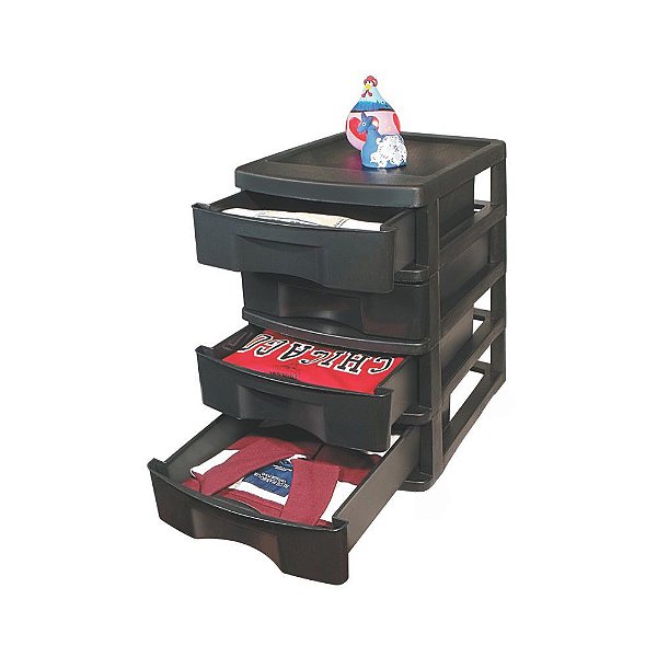 GAVETEIRO GV-15 PRETO C/ 4 GAVETAS