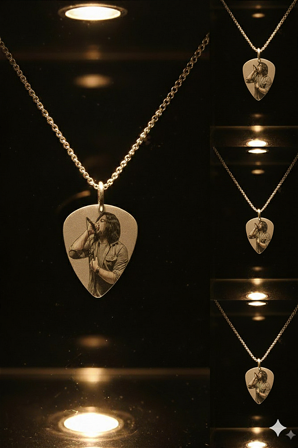 Colar Guilherme Sá ( Pingente+ palheta profissional em aço inox)